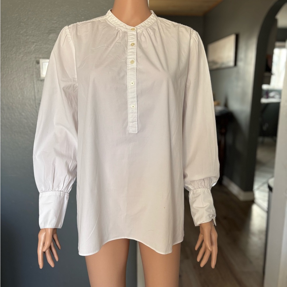 LOFT White Button-Down Tuxedo Blouse
